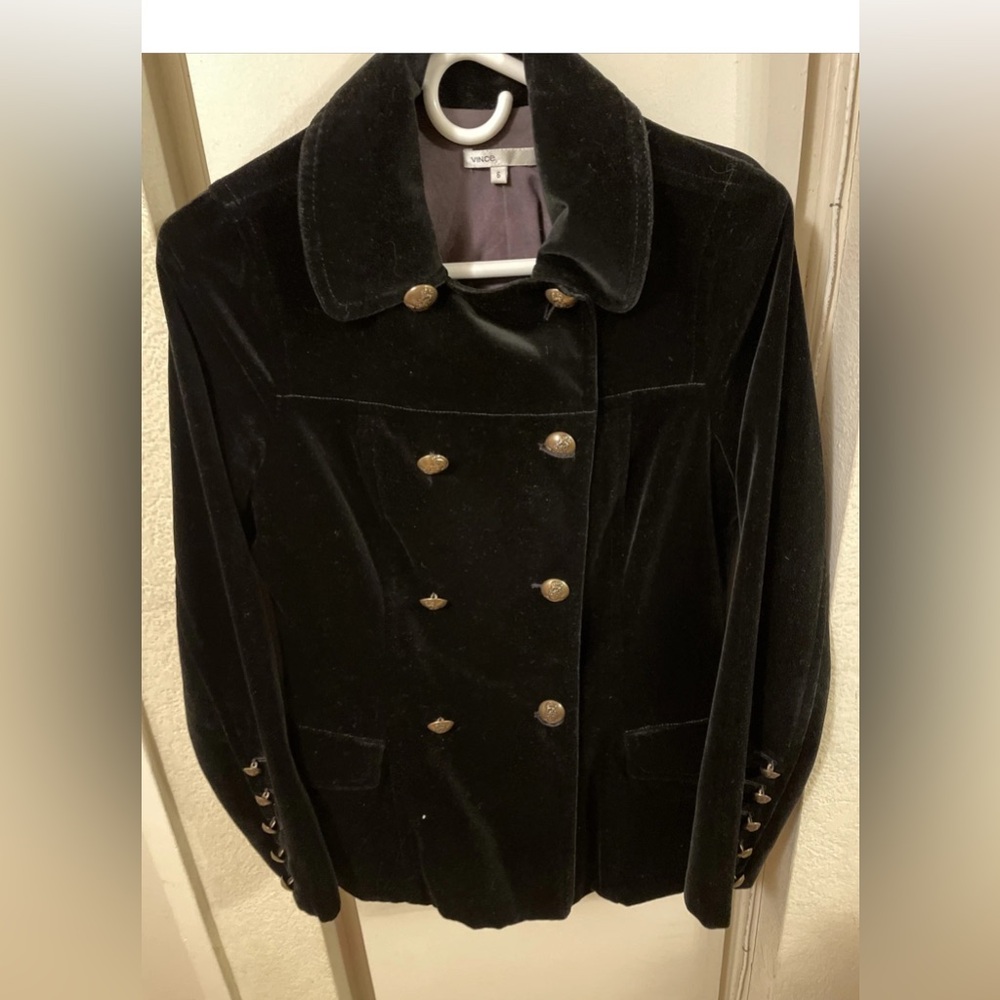 Vince Black Velvet Double-Breasted Jacket